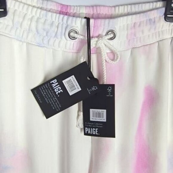 NEW PAIGE Womens Annette White Fuschia Pink Multi Joggers Sweat Pants Size Small - Picture 2 of 10